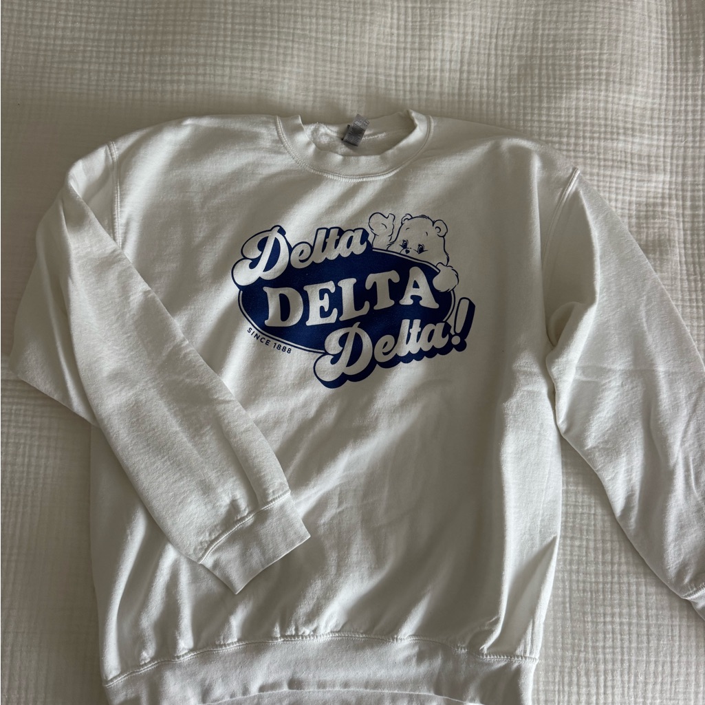 Delta Delta Delta White Crew Neck Sweater Tridelta